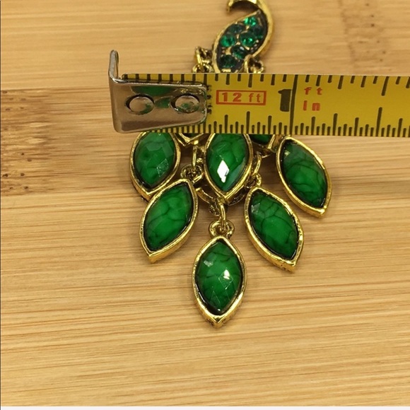 Green Peacock Earrings - Picture 3 of 7